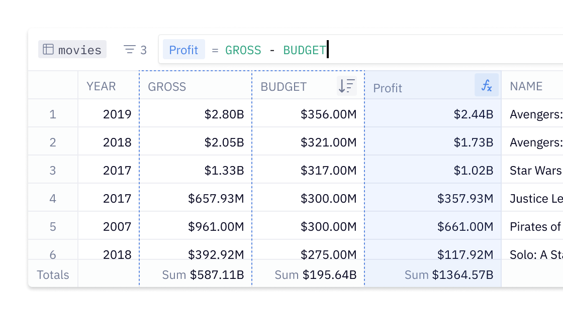 New spreadsheet functions