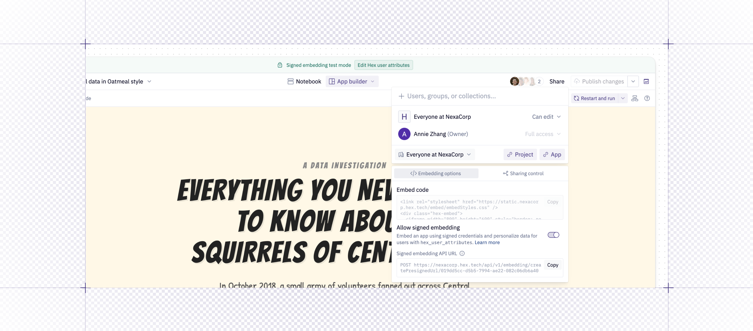 Securely embed your generative Hex apps | Learn | Hex Technologies