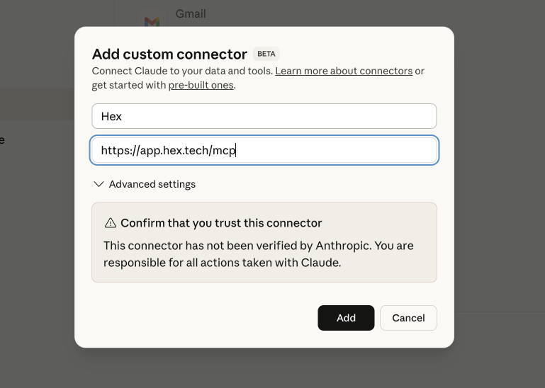 Add custom Claude connector