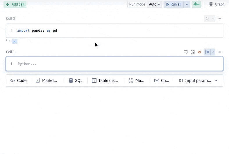 Add an Input cell from the cell bar or the plus button between cells