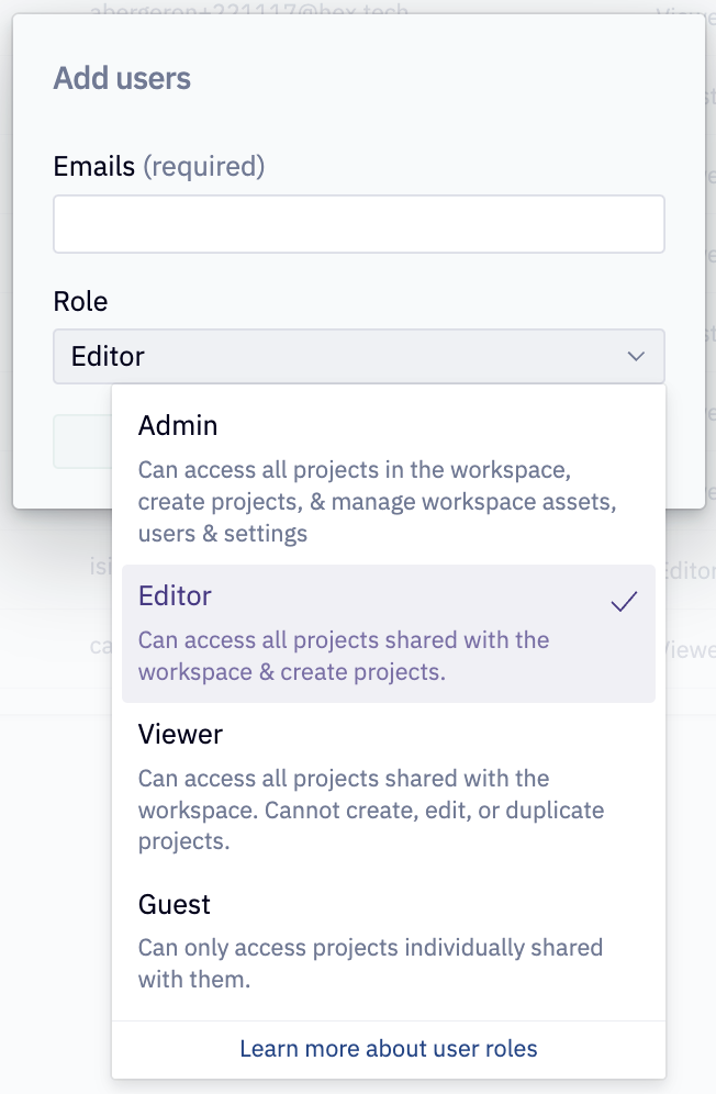 Workspace administration | Learn | Hex Technologies