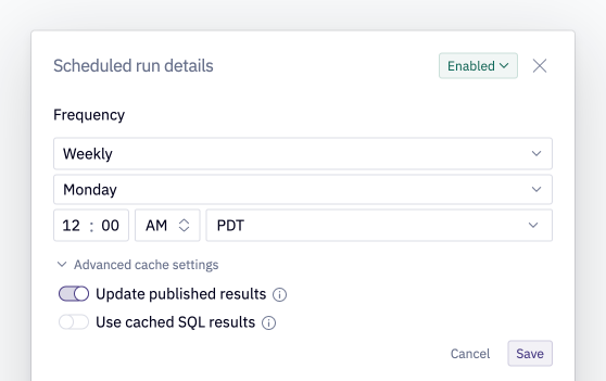 Configure advanced cache settings