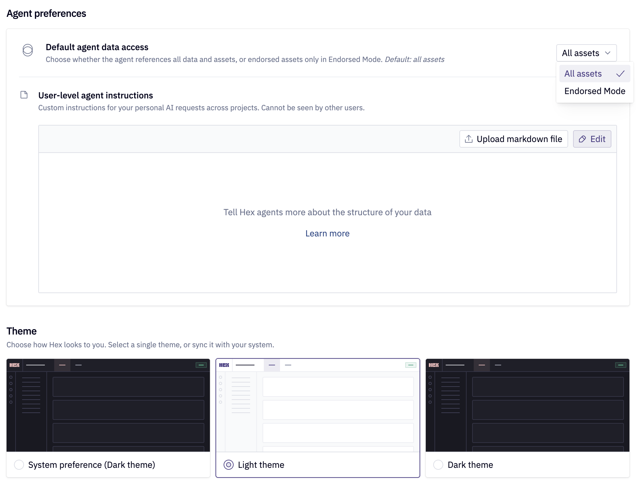 Customize your Hex preferences