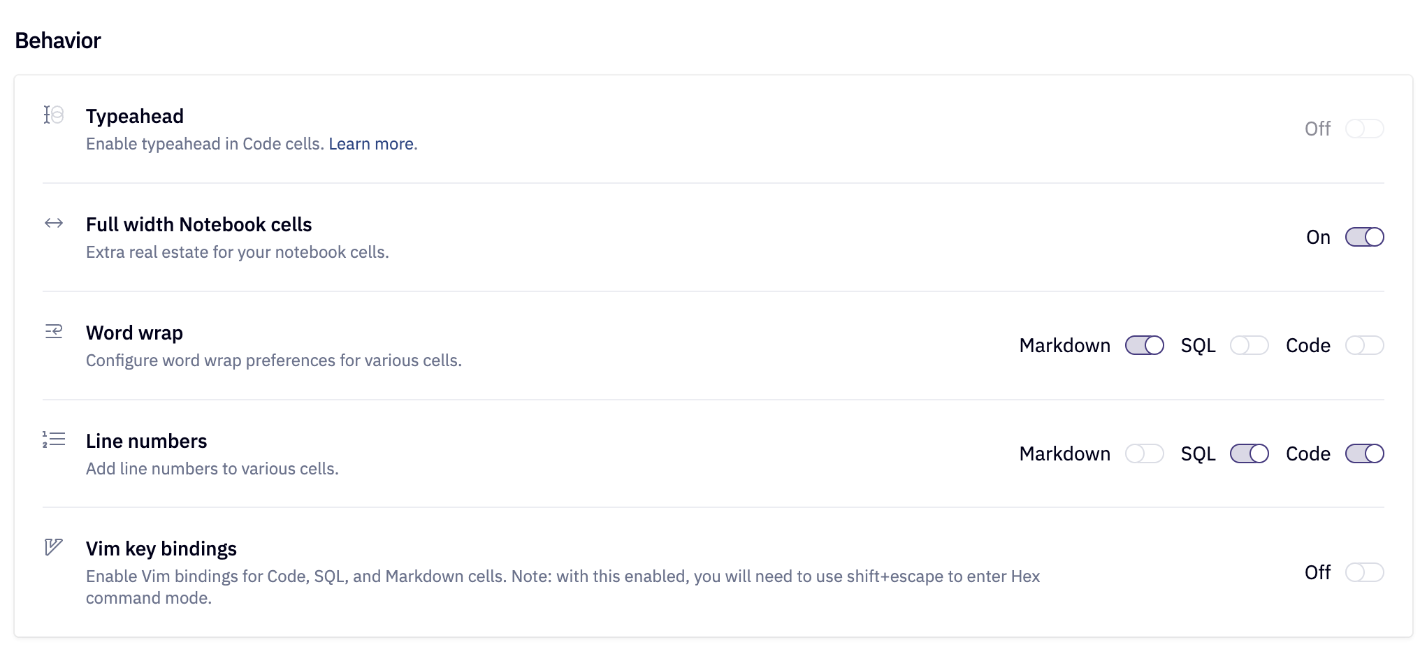 Customize your Hex preferences