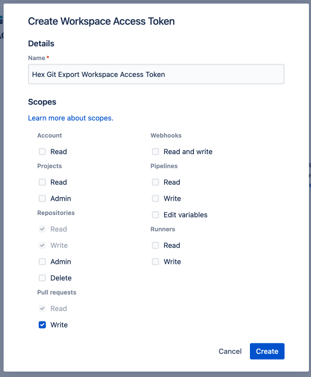 Create an access token in Bitbucket.