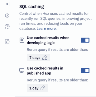 Project level cache settings