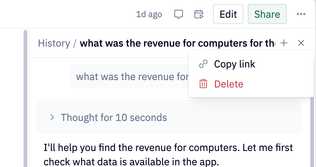 Find the chat with app share link from the top title of the chat thread