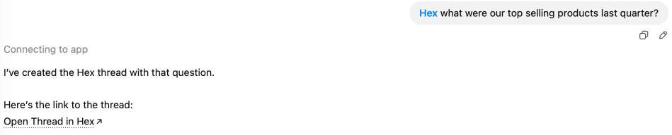 Hex app in ChatGPT can create Threads for you directly from chat