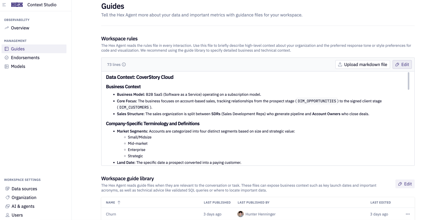 View locations to edit context