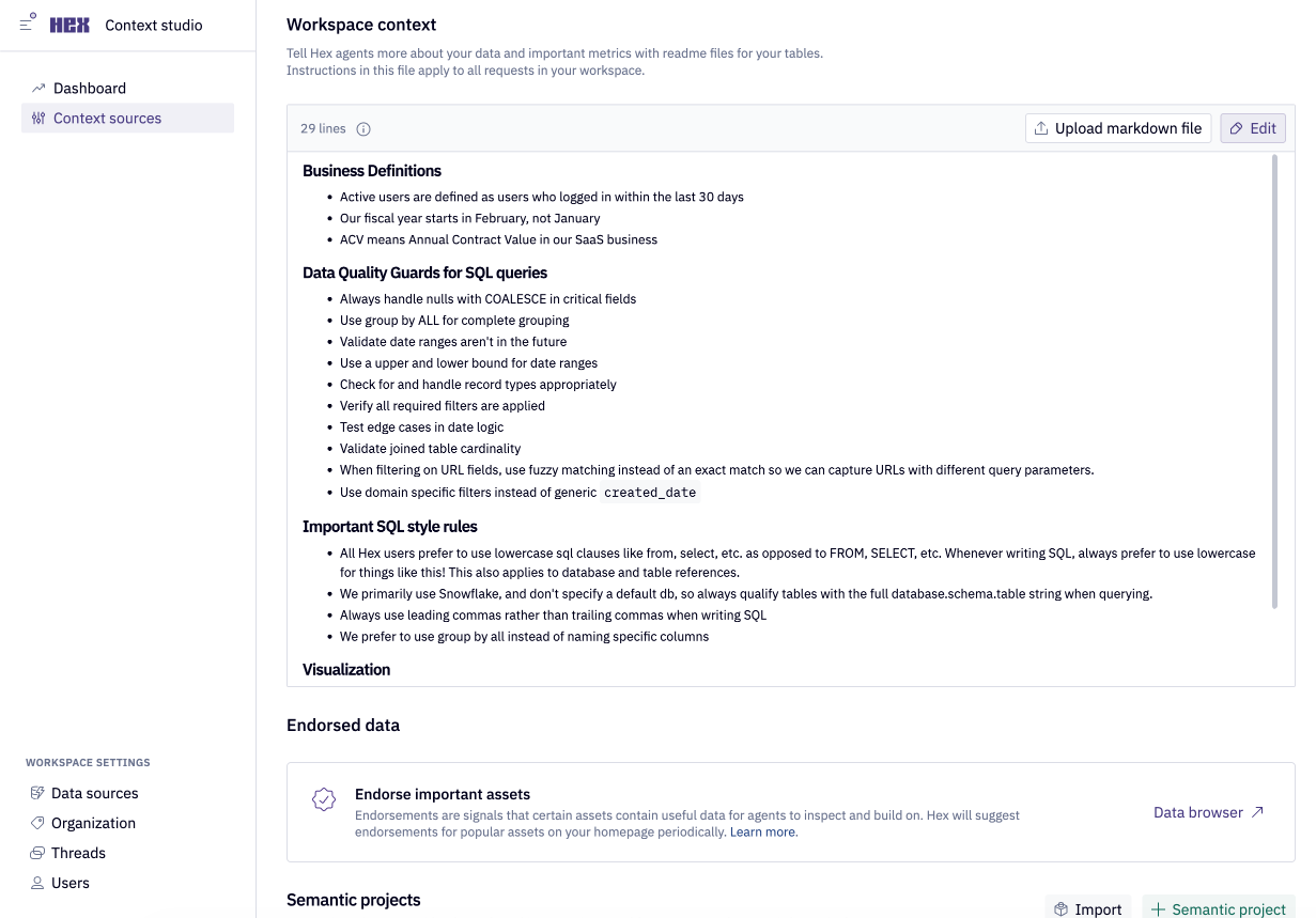 View locations to edit context