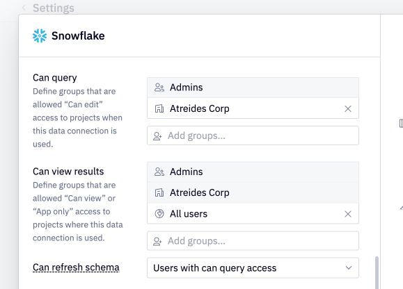 Set data connection permissions to limit access