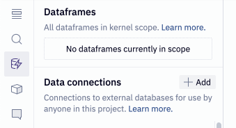 Project data sources sidebar