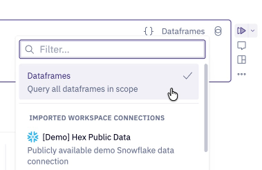 Selection of a dataframes in SQL cell