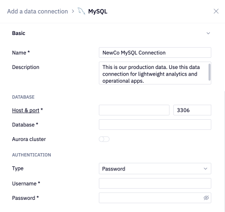 MySQL data connection form