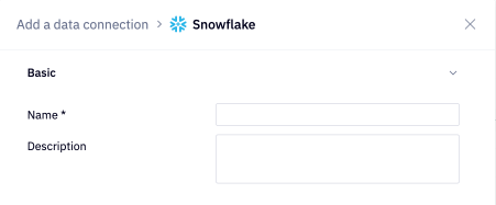 Snowflake data connection name and description