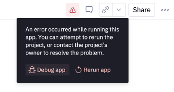 Access the debug view from the error modal