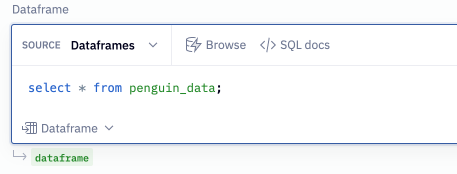 Dataframe SQL cell in Hex with a simple query