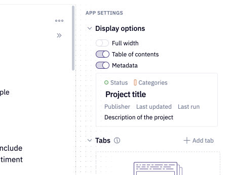 App display options