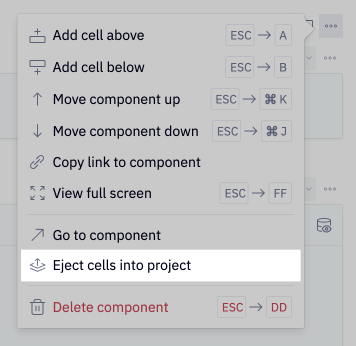 Option to eject a component via the three-dot menu