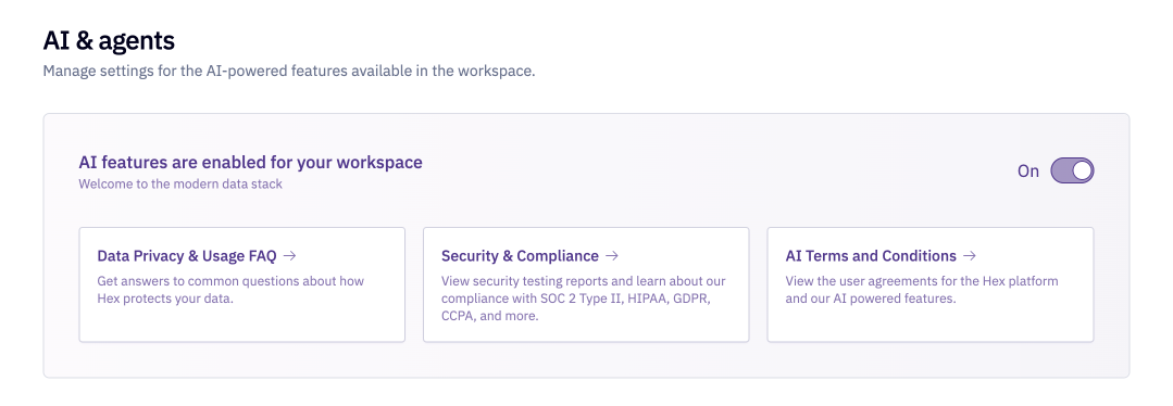Enable Hex AI features
