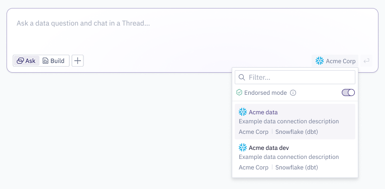 Use the Threads or Notebook agent in Endorsed mode