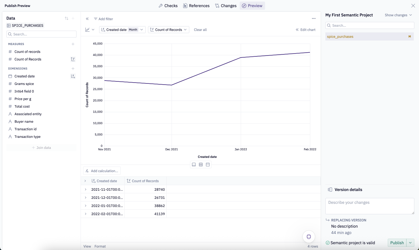 Use explore cell to preview changes