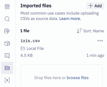 Upload files via the files tab