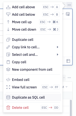 Duplicating a Filter cell as SQL cell