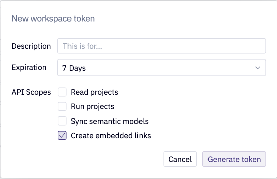 Generate a new workspace token