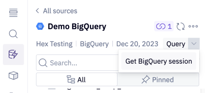 BigQuery DataFrames toggle in data connection settings