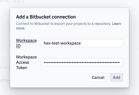 Configure Bitbucket with the token created in the previous step.