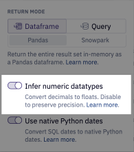 Numeric datatypes options