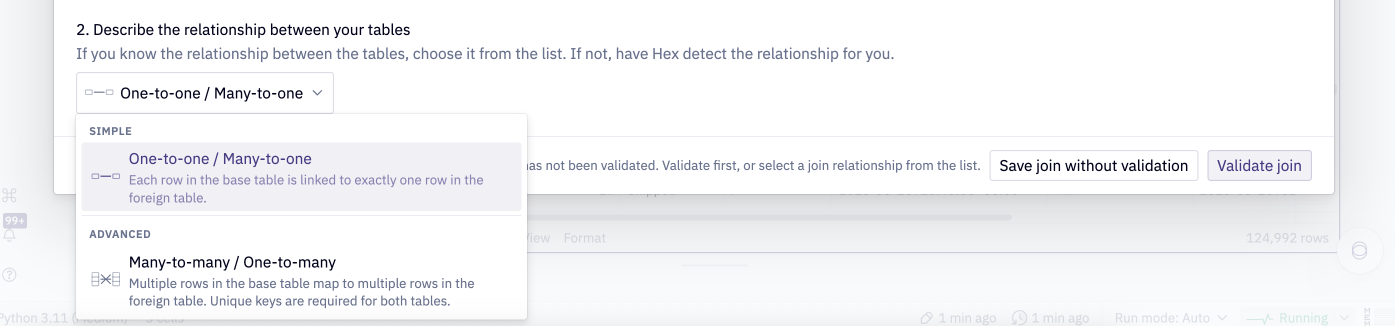 Select what type of join to do - simple or advanced.