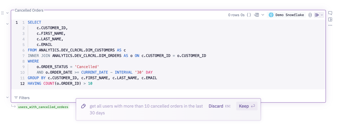 Magic mapping natural language to the appropriate tables and columns