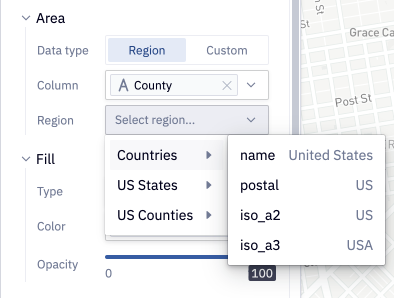 Map cell region configuration options