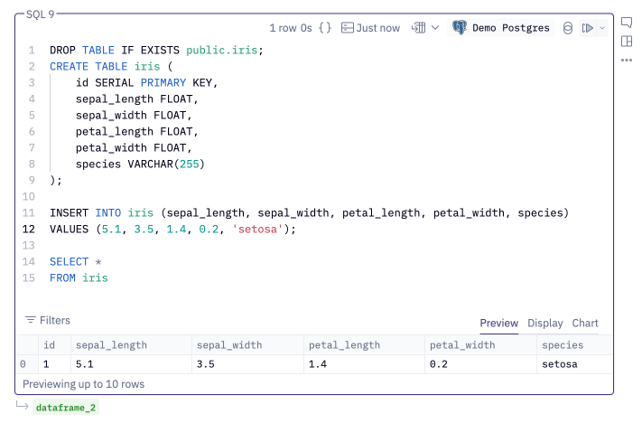 SQL Cell with multi-statement sql query