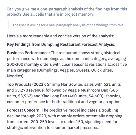 Summarize cell or project contents