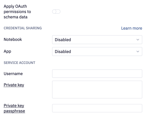 Enabling OAuth permissions to schema data and the required settings
