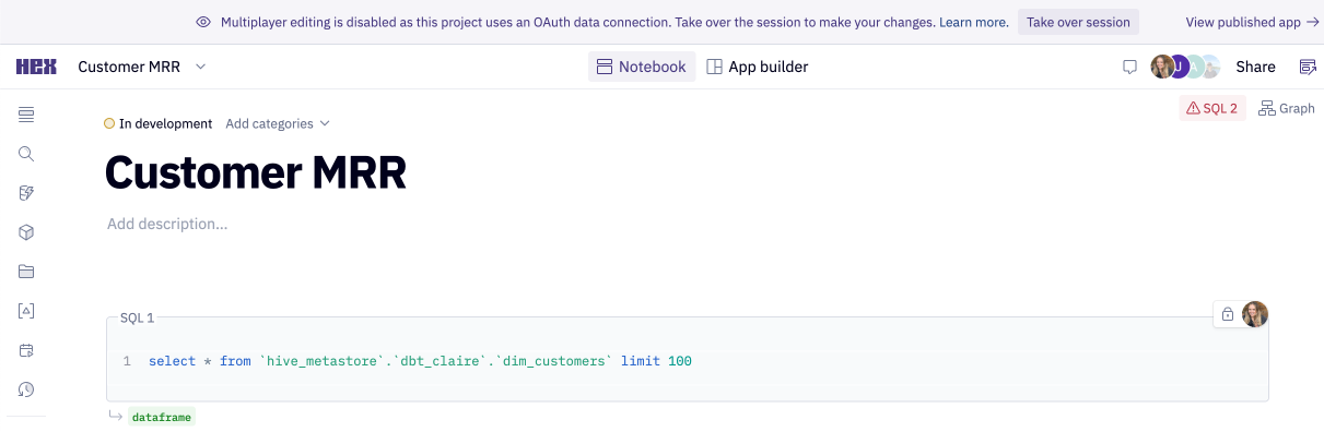 Takeover a notebook session when credential sharing is disabled