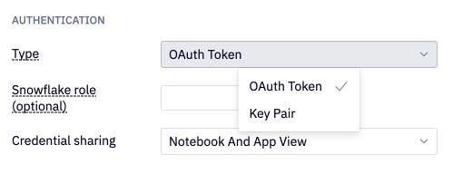 Use OAuth for a given connection by setting the Authentication Type