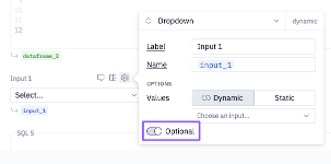 Dropdown input parameter with optional toggle enabled