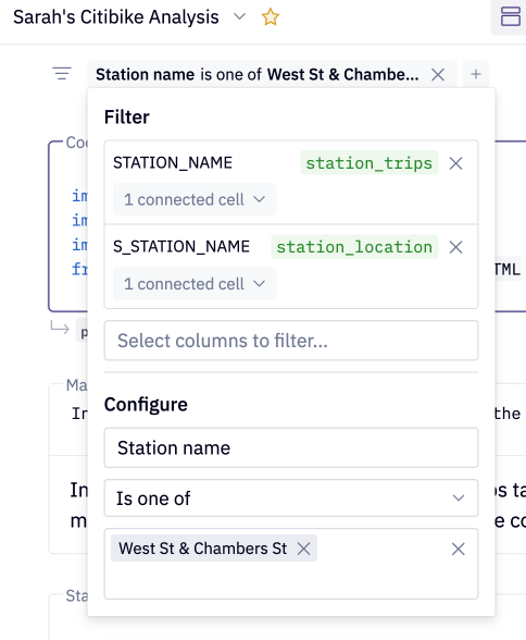 Configure the project filter settings