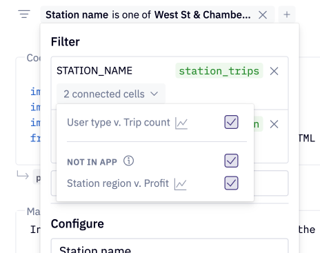 Configure which cells are impacted by the filter