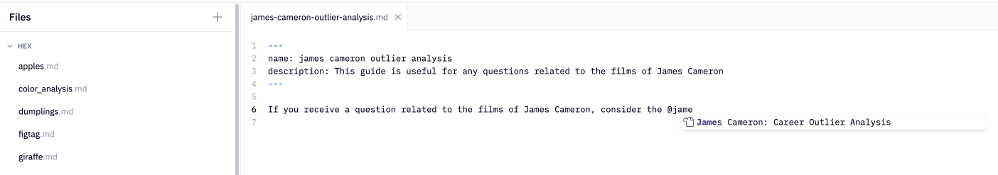Mention a project in a guide