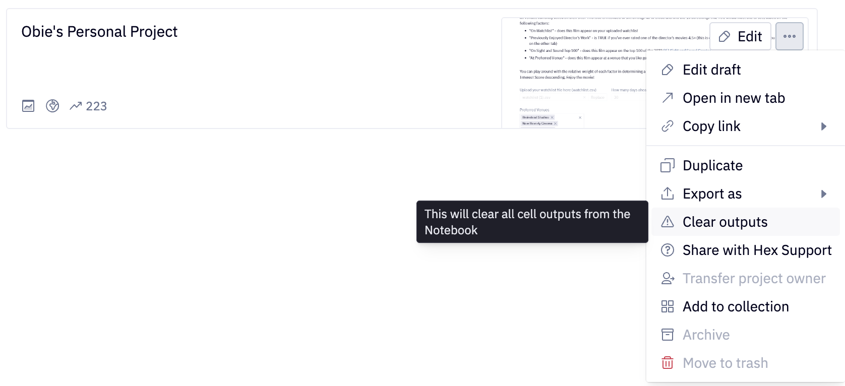Create and manage projects | Learn | Hex Technologies