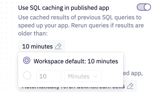 Configure the app's SQL caching settings