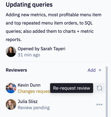 Re-request a review once you've merged changes to your request.