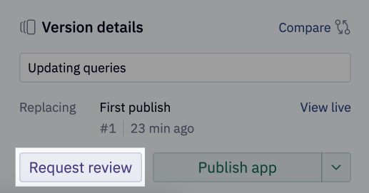 Request a review in the publish modal