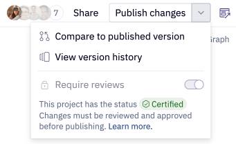 A status may be applied to a project to enforce reviews.