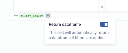 Manually enable or disable whether a cell returns a dataframe.